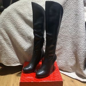 Guess Enesta womens above knee heeled boots